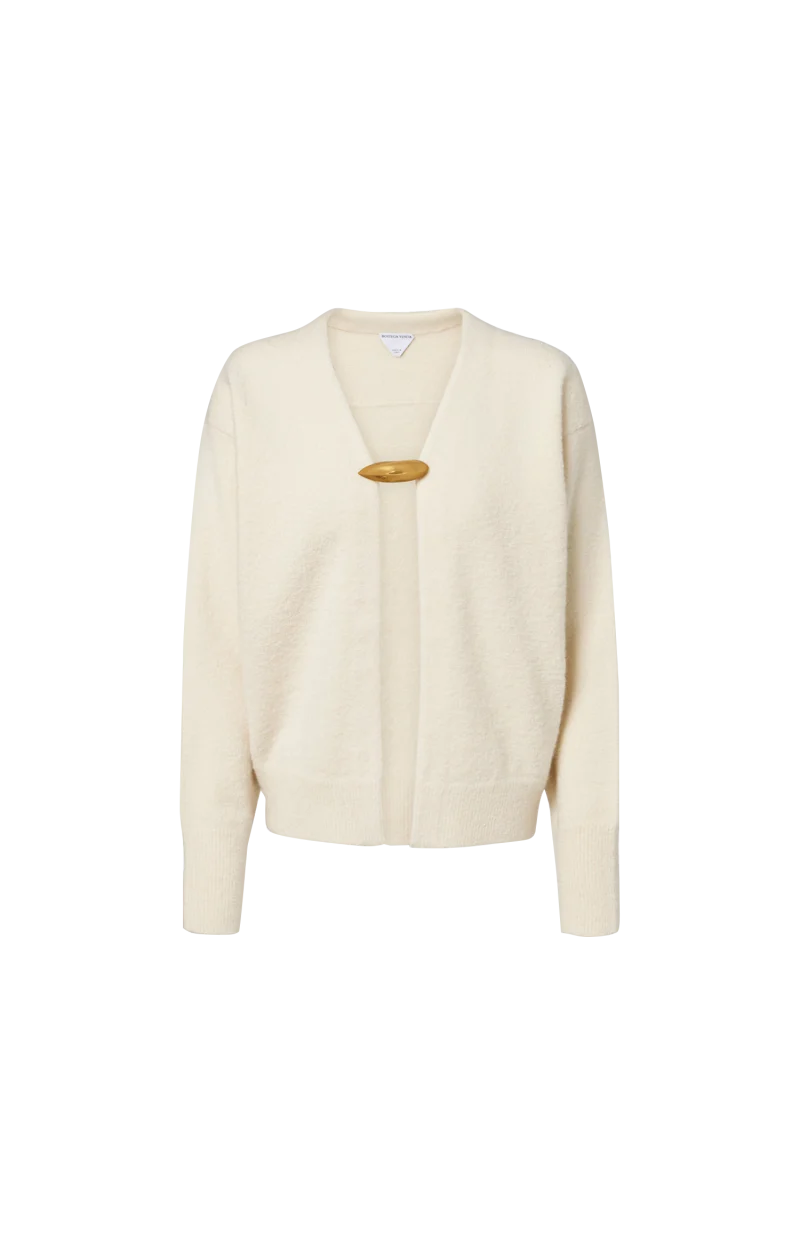 Cashmere, Wool And Silk Cardigan in Parchment