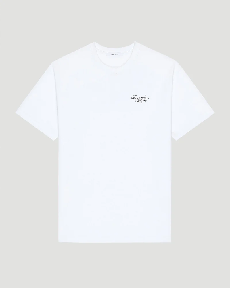 T-Shirt in White Cotton with Givenchy Paris Gros Grain