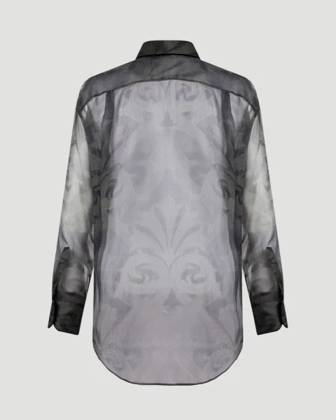 Silk Shirt with Print in Grey — снимка 2