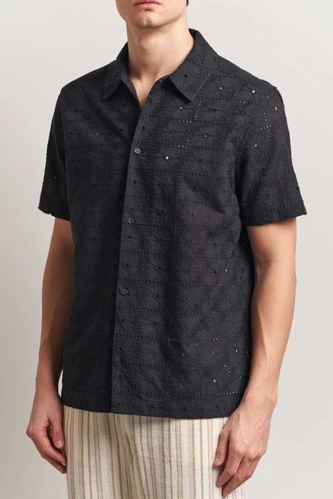Риза Hector Anglaise Ss LDM401099 100100-black — снимка 2