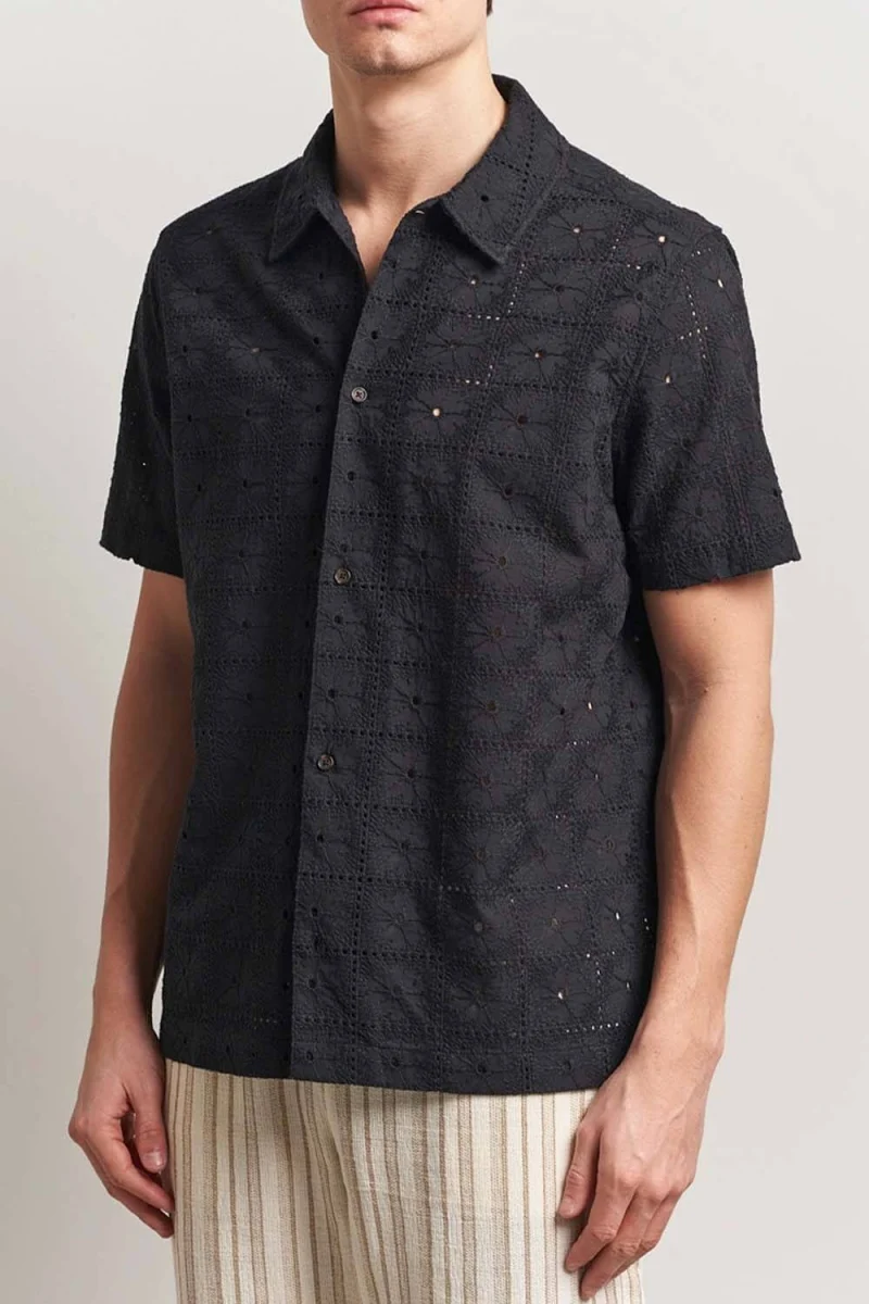 Риза Hector Anglaise Ss LDM401099 100100-black — снимка 2