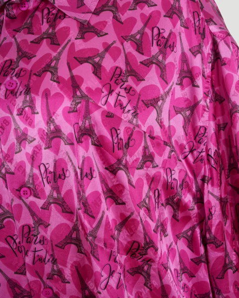 All-Over Eiffel Tower Logo Silk Shirt — снимка 3