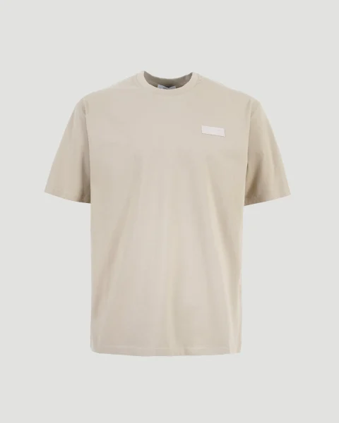 T-Shirt in Beige Cotton with Givenchy Paris Gros Grain