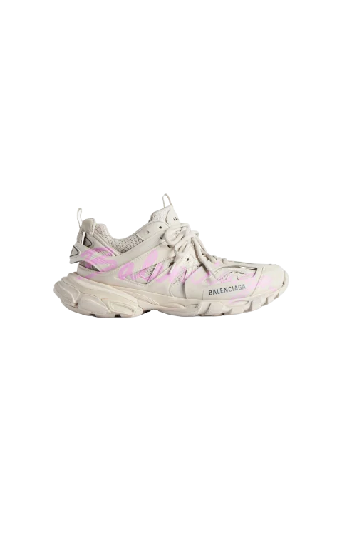 Track Signature Sneaker in Beige/pink