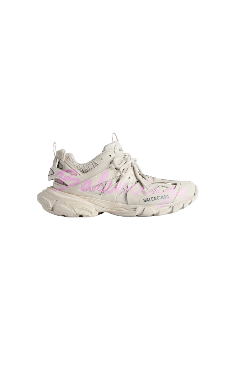 Track Signature Sneaker in Beige/pink