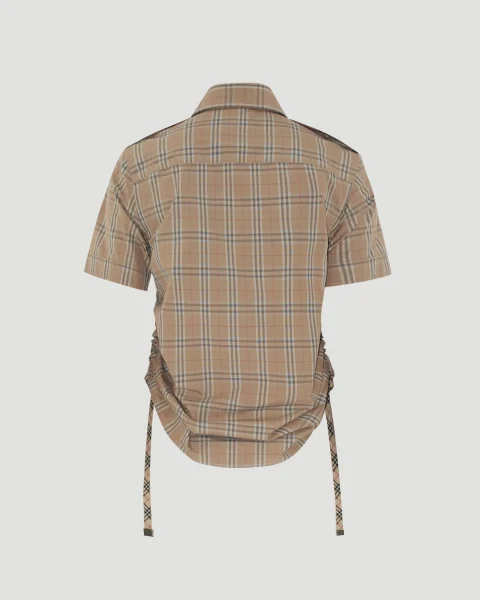 Slim Fit Check Cotton Shirt in Nut — снимка 2