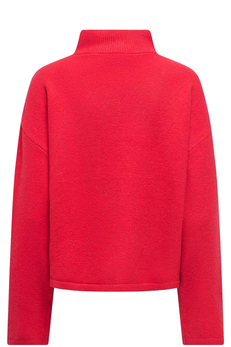 Плетено Onlclara Half Zip 15378495 19-1757 TCX barbados cherry — снимка 2