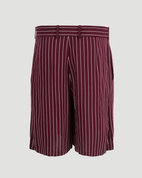 Striped Bermuda Shorts in Burgundy — снимка 2