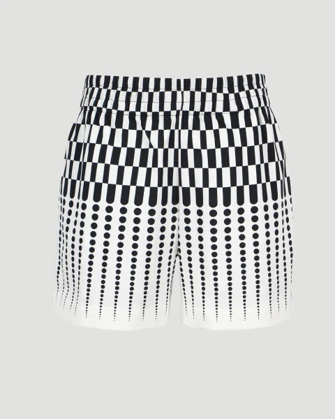 Shorts in Black and White Geometric Print