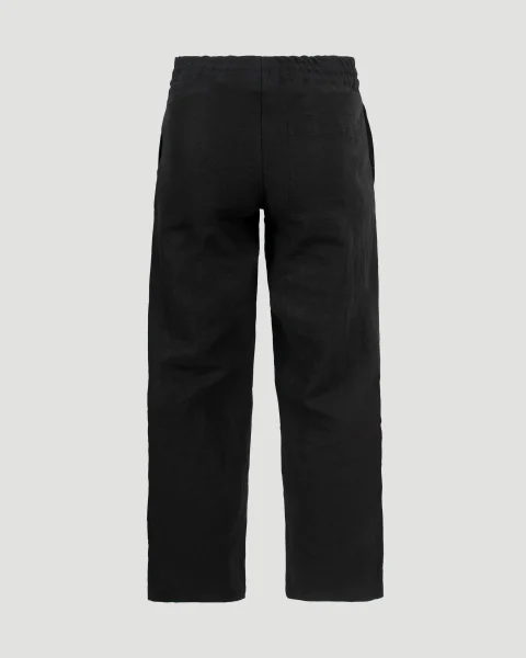 Linen Trousers in Black — снимка 3
