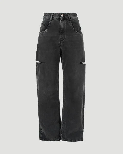 Cut-Out Jeans in Black