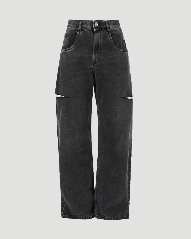 Cut-Out Jeans in Black