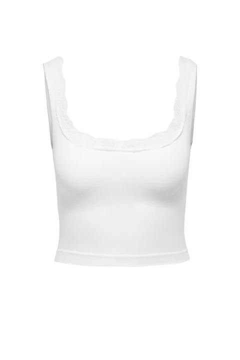 Top Onlvicky Lace Singlet Square Neck Acc 15354408 11-0601 TCX bright white