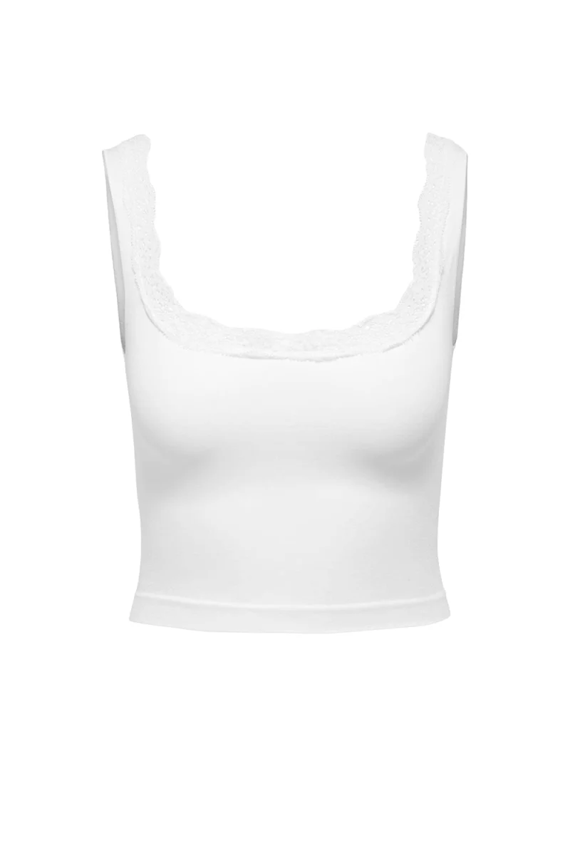 Top Onlvicky Lace Singlet Square Neck Acc 15354408 11-0601 TCX bright white