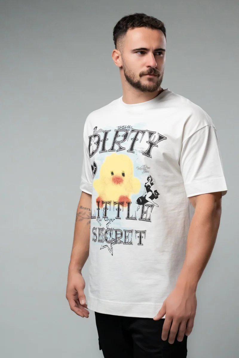 Бяла овърсайз тениска Little Secret M — снимка 8