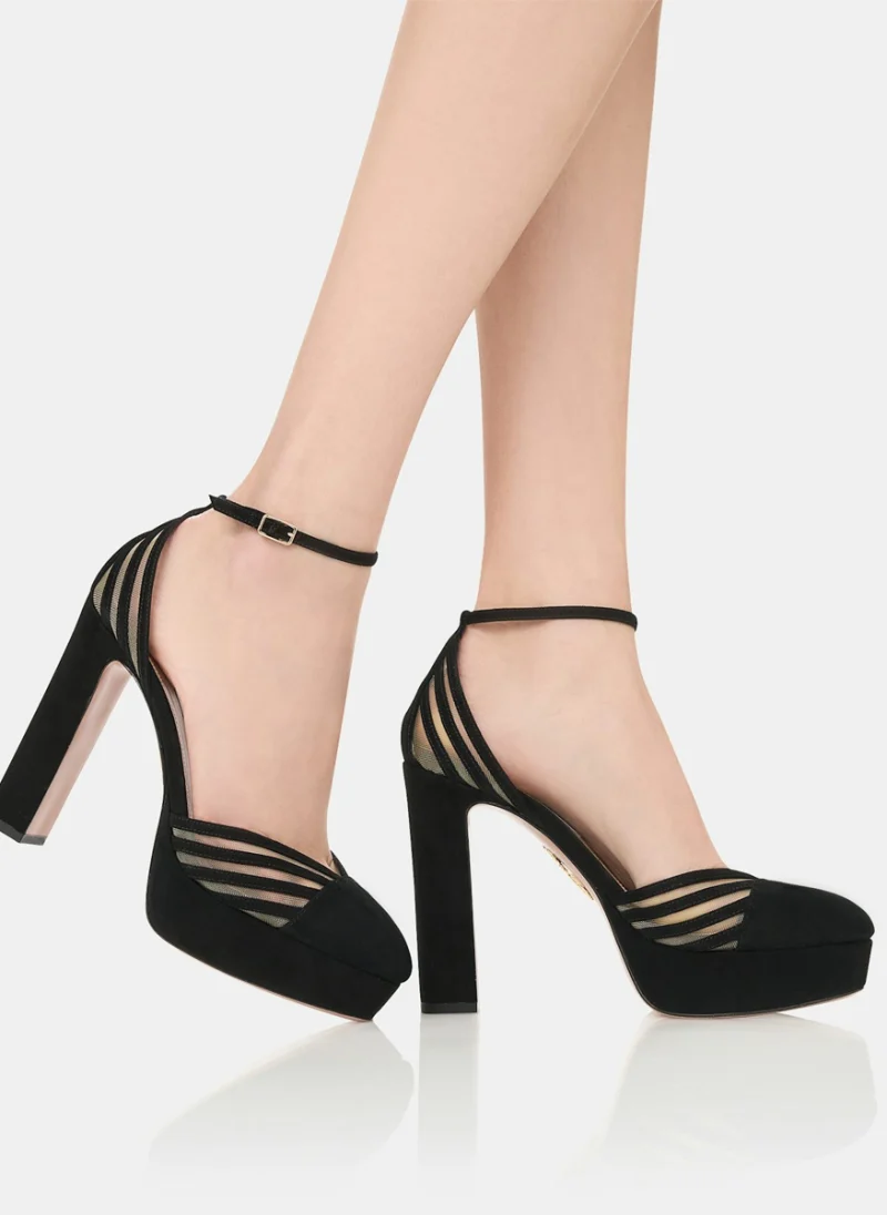 Велурени обувки на ток 'Alana Plateaus' Aquazzura — снимка 6