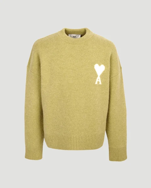Alpaca Ami de Coeur Crewneck Sweater in Lime