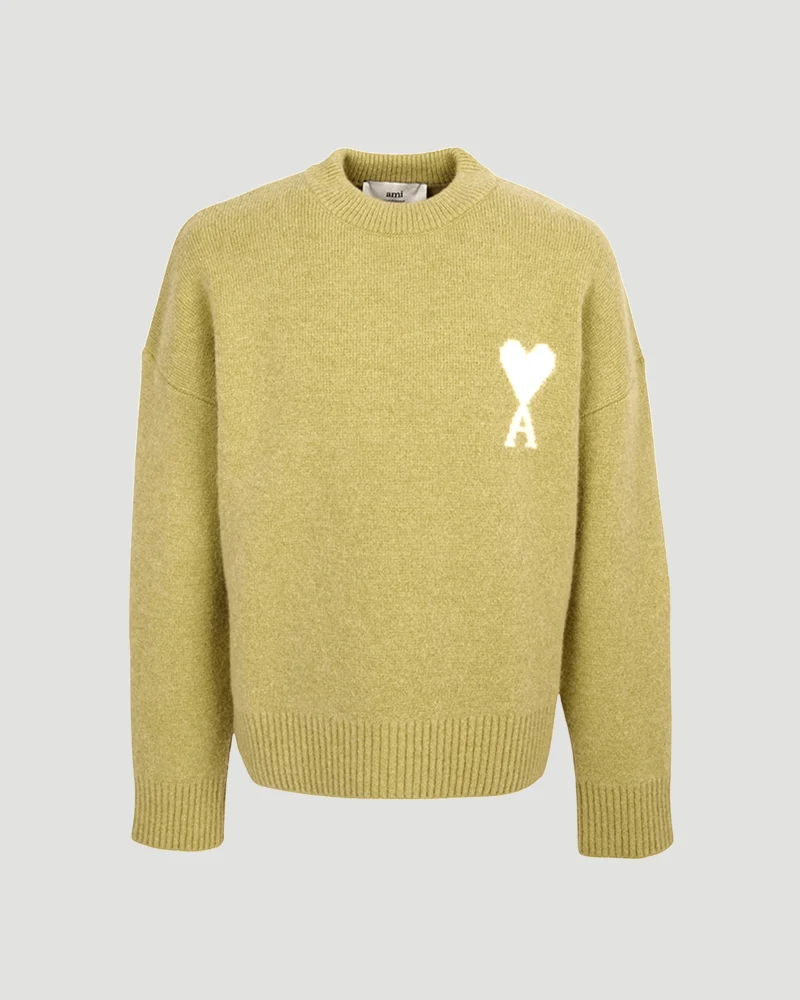 Alpaca Ami de Coeur Crewneck Sweater in Lime