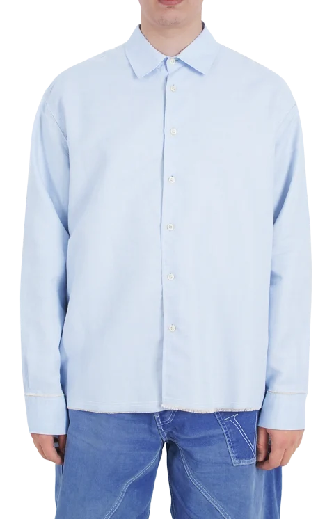 Raw Edge Shirt in Pale Blue — снимка 2