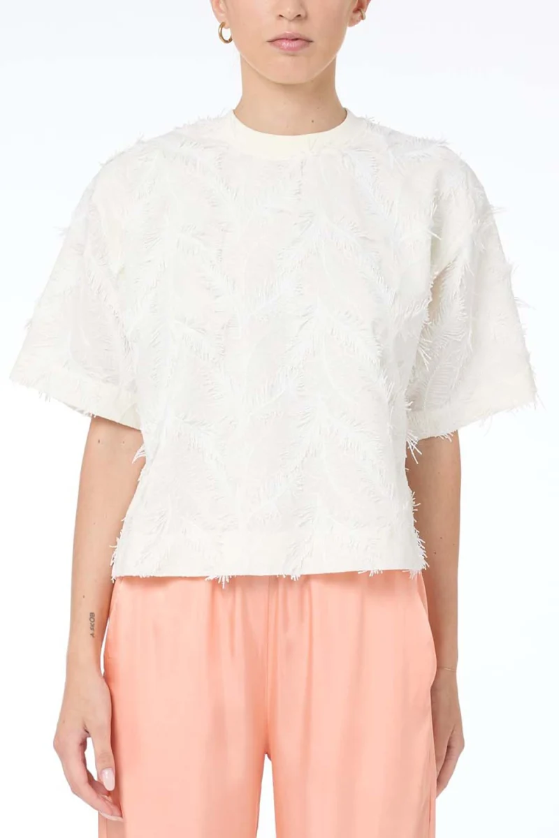T-Shirt Blusa Tessuto 24EU2M0G101P1F1 1104 ecru — снимка 2
