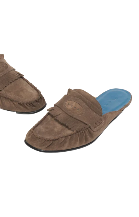 Suede Sabot with Fringe Trim — снимка 5