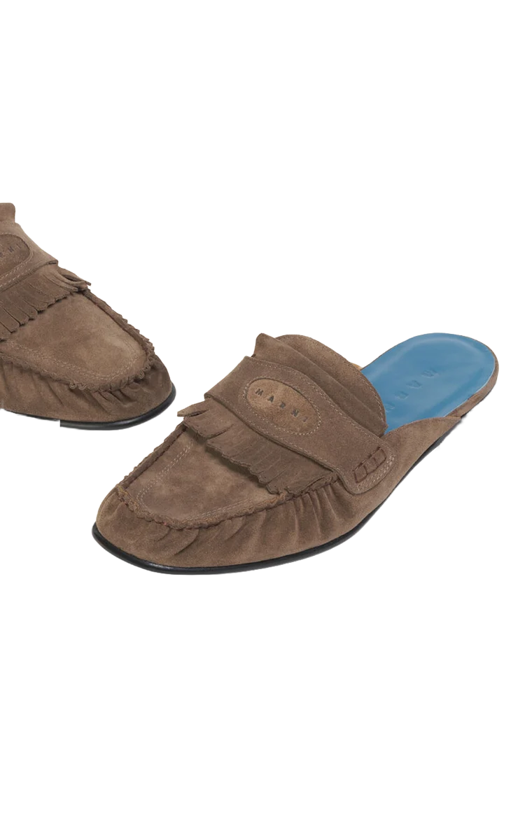 Suede Sabot with Fringe Trim — снимка 5