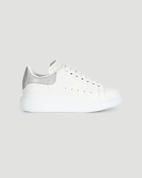 Oversized Sneaker in White and Silver