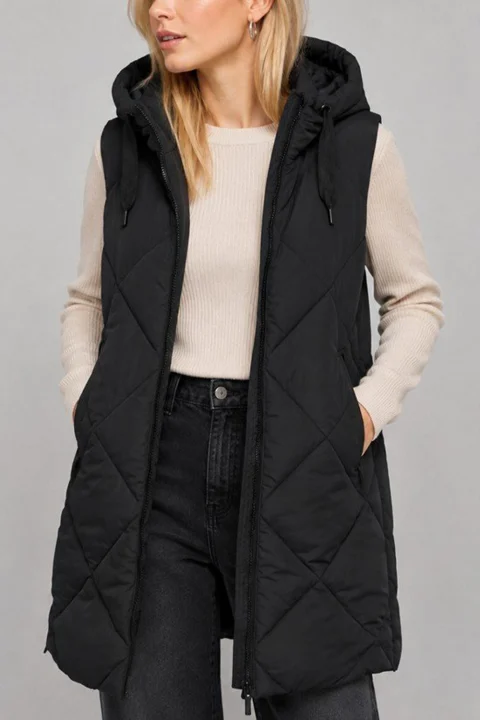 Яке Onlmaggi Hood Waistcoat 15373237 C-N10 black — снимка 2