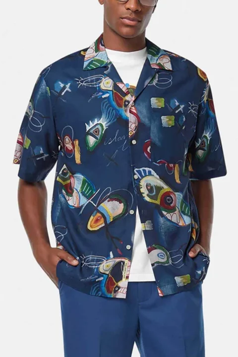 Риза Aop-Sleeved Relaxed-Fit 180037 SC401 abstract island night aop — снимка 2