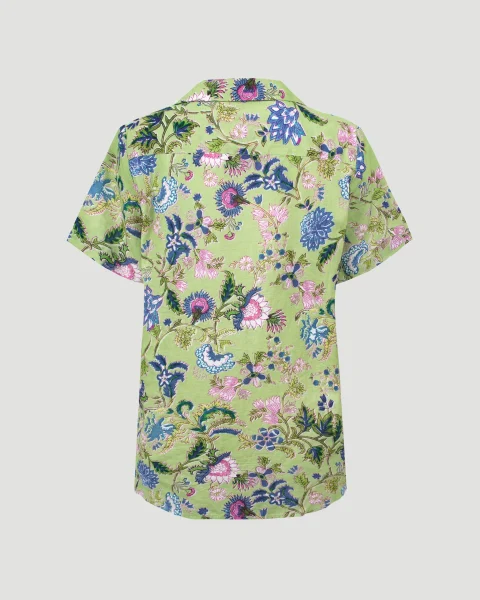 Floral Short Sleeve Shirt in Green — снимка 2