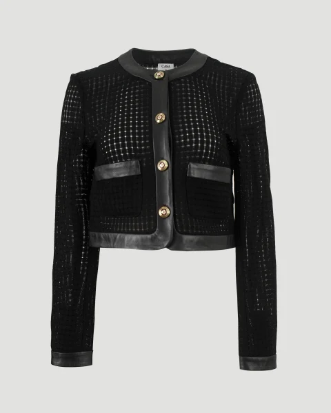 Open Weave Cropped Tailored Jacket