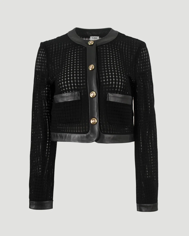 Open Weave Cropped Tailored Jacket