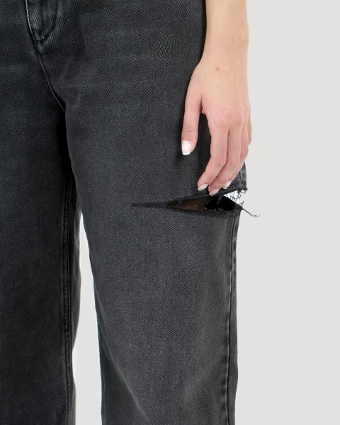 Cut-Out Jeans in Black — снимка 3