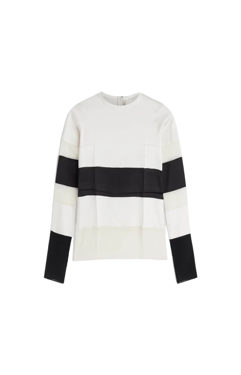 Panel Top in Black/White Silk
