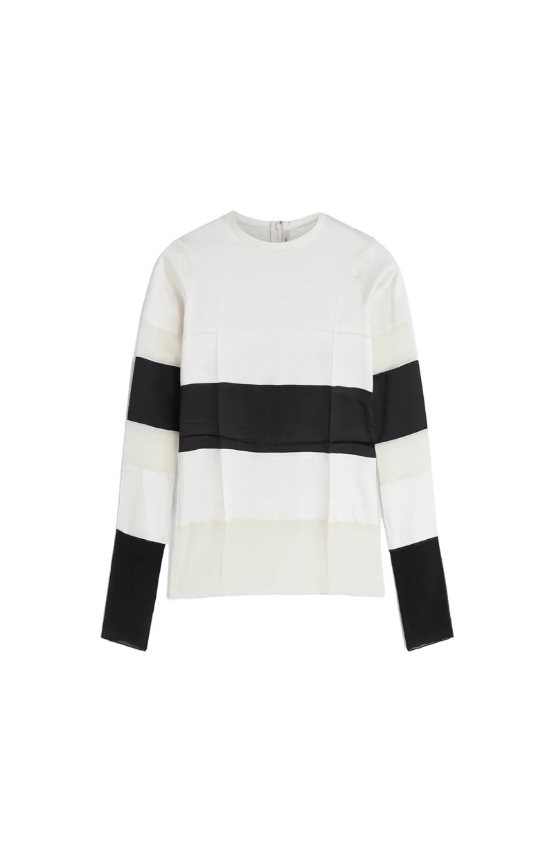 Panel Top in Black/White Silk