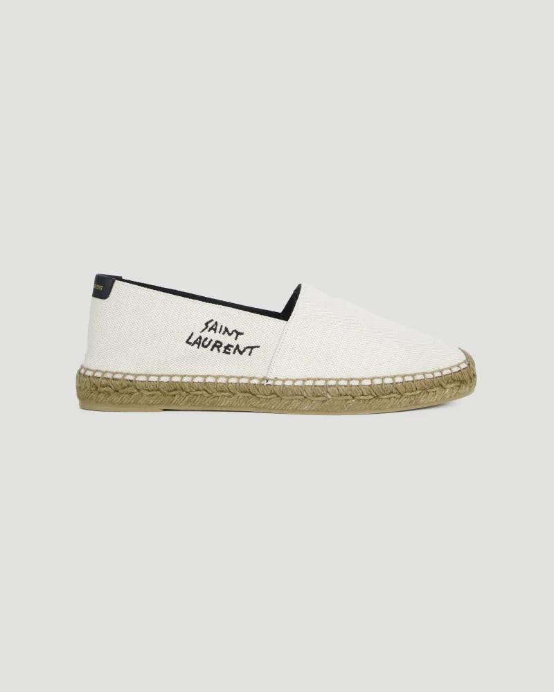 Embroidered Espadrilles in Ecru Canvas