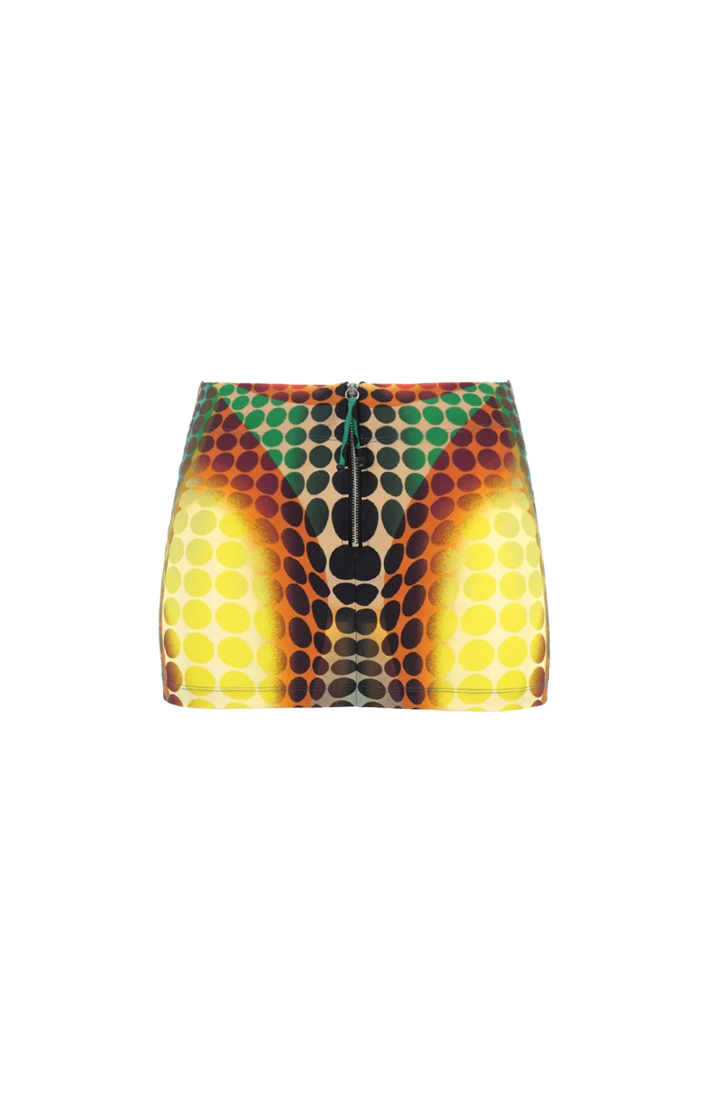 Dot-Print Stretch-Woven Mini Skirt