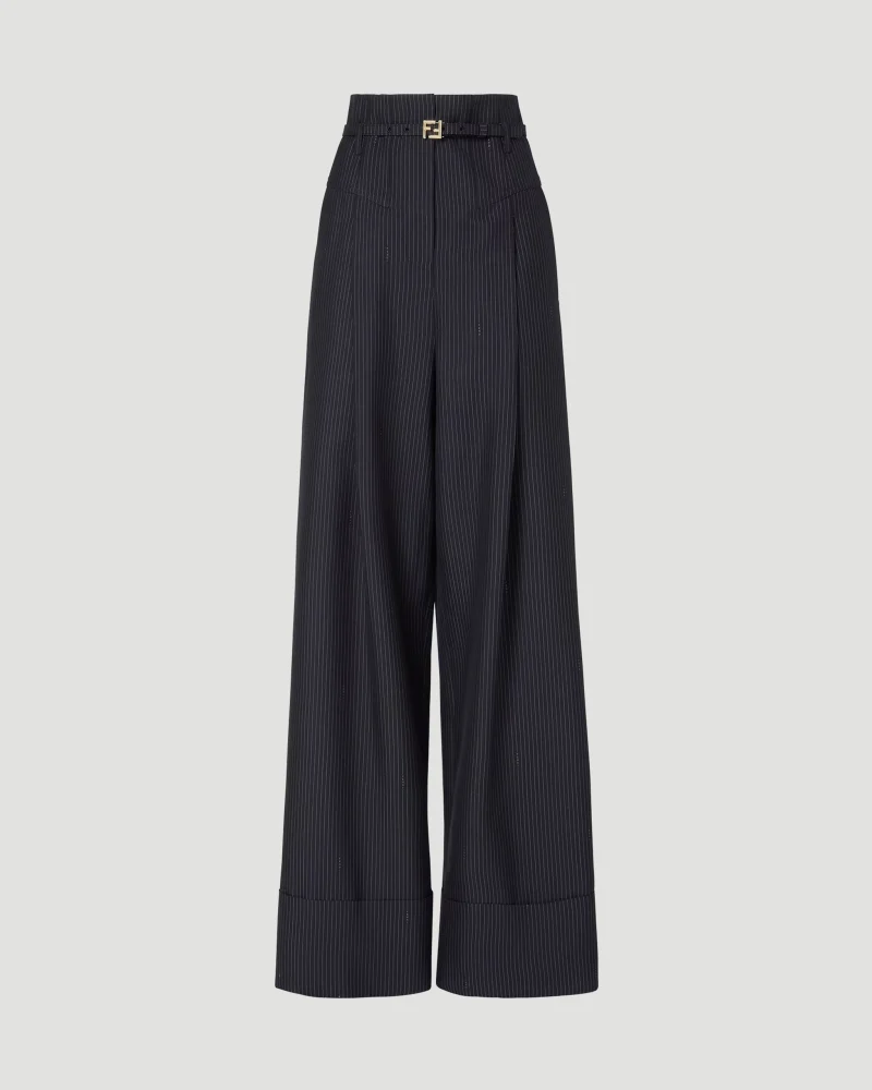 Pinstriped Wool Trousers