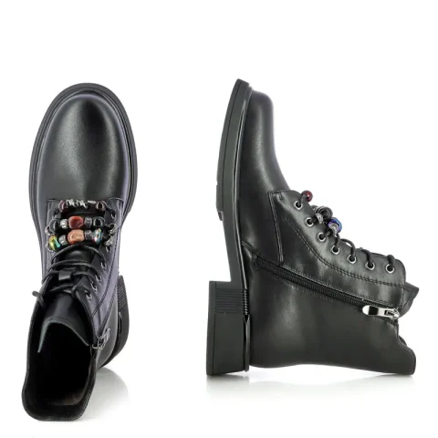 Дамски Кубинки CARLO FABIANI – 476166 BLACK LEATHER — снимка 5