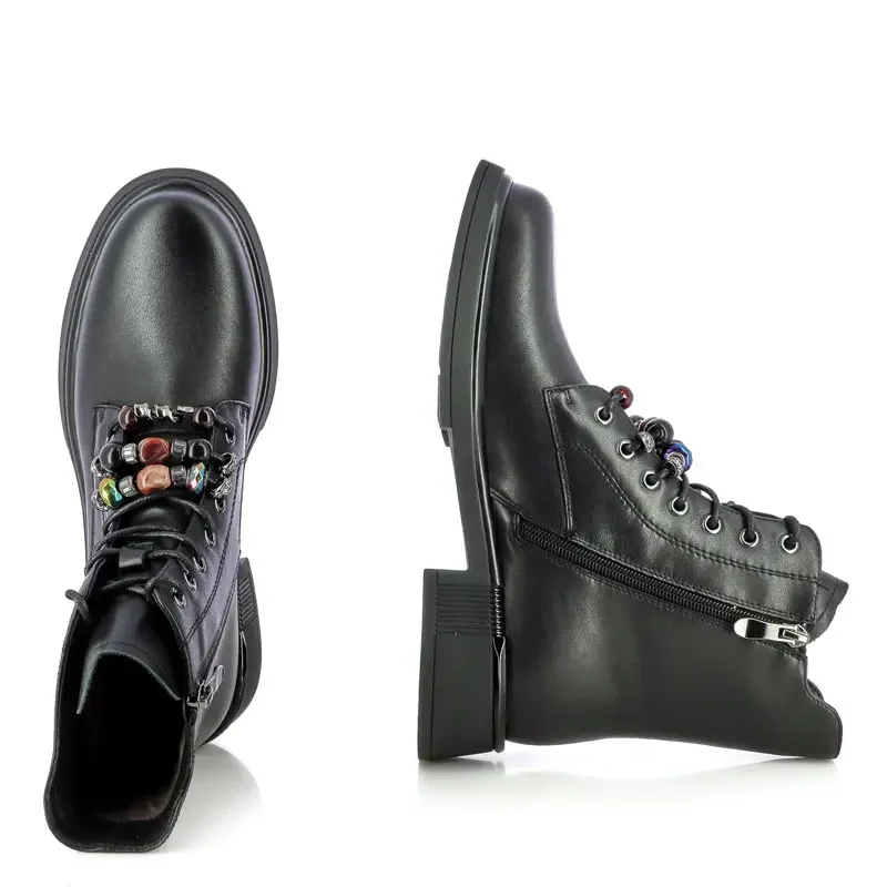 Дамски Кубинки CARLO FABIANI – 476166 BLACK LEATHER — снимка 5