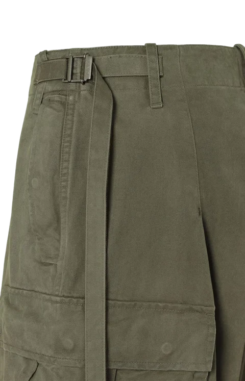 Doppio Punto Cotton Cargo Trousers in Green — снимка 3