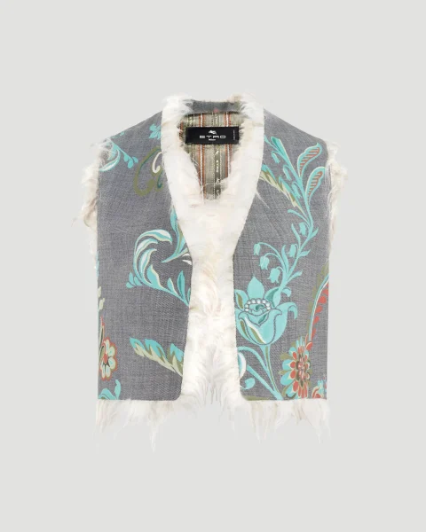 Cropped Waistcoat with Daffodil Print