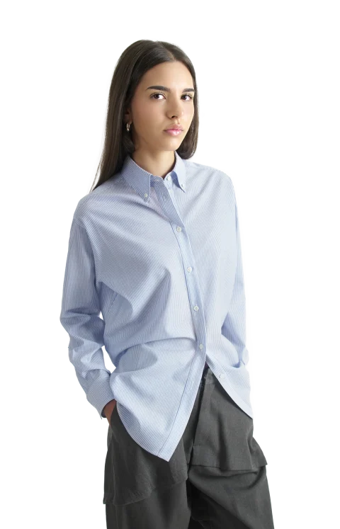 Wool Shirt in Blue/White — снимка 2