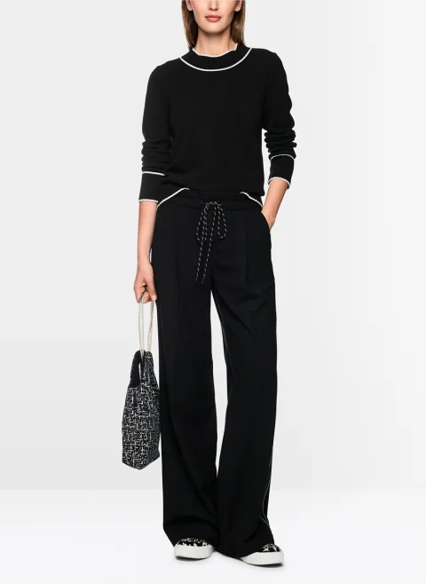 Пуловер от фина вълна с контрастни детайли Marc Cain Sports — снимка 2