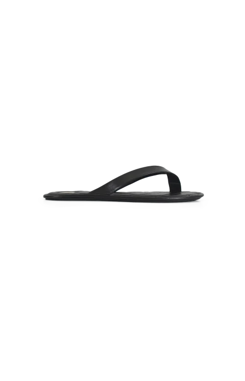 Women's Leather Flip Flop Sandals in Black