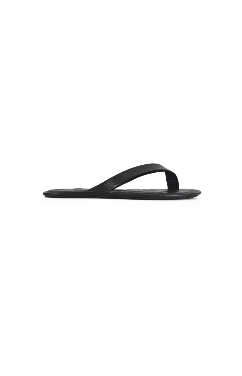 Women's Leather Flip Flop Sandals in Black