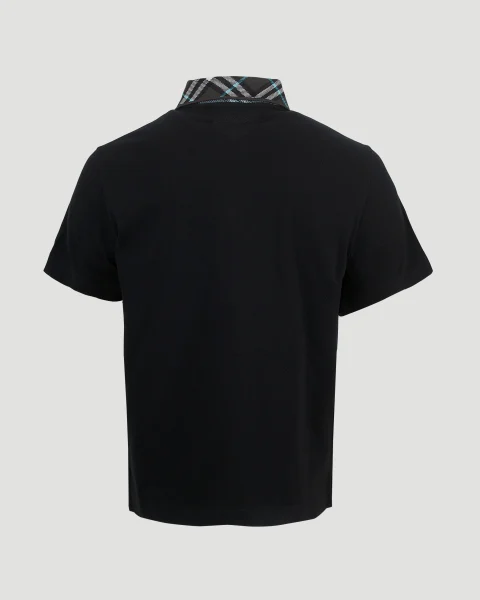 Cotton Polo Shirt in Black — снимка 3