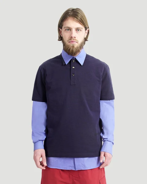 Cotton Polo Shirt in Navy — снимка 2