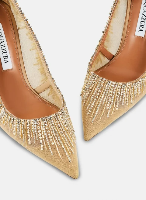 Обувки на ток с декоративни кристали 'Soft Sky' Aquazzura — снимка 4