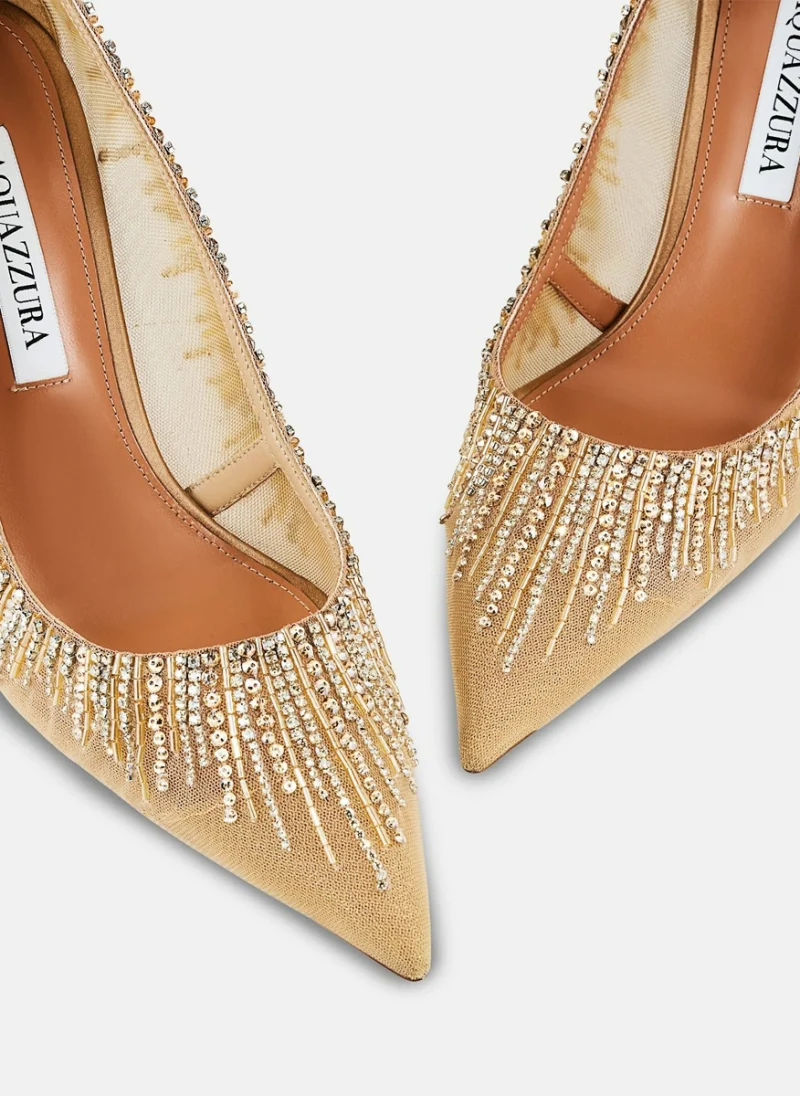 Обувки на ток с декоративни кристали 'Soft Sky' Aquazzura — снимка 4
